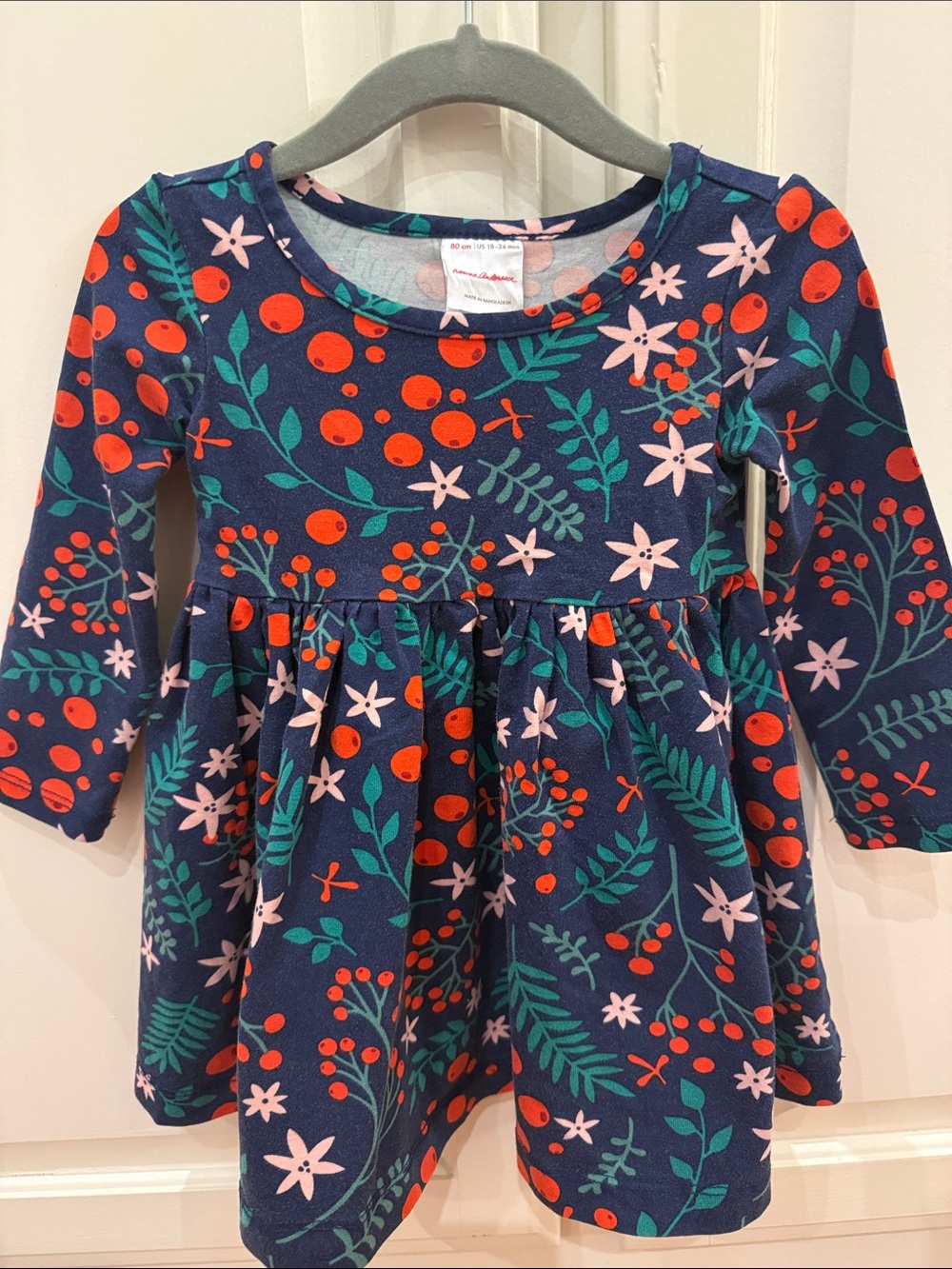 Hanna Andersson Navy Floral & Berry Long-Sleeve Dress